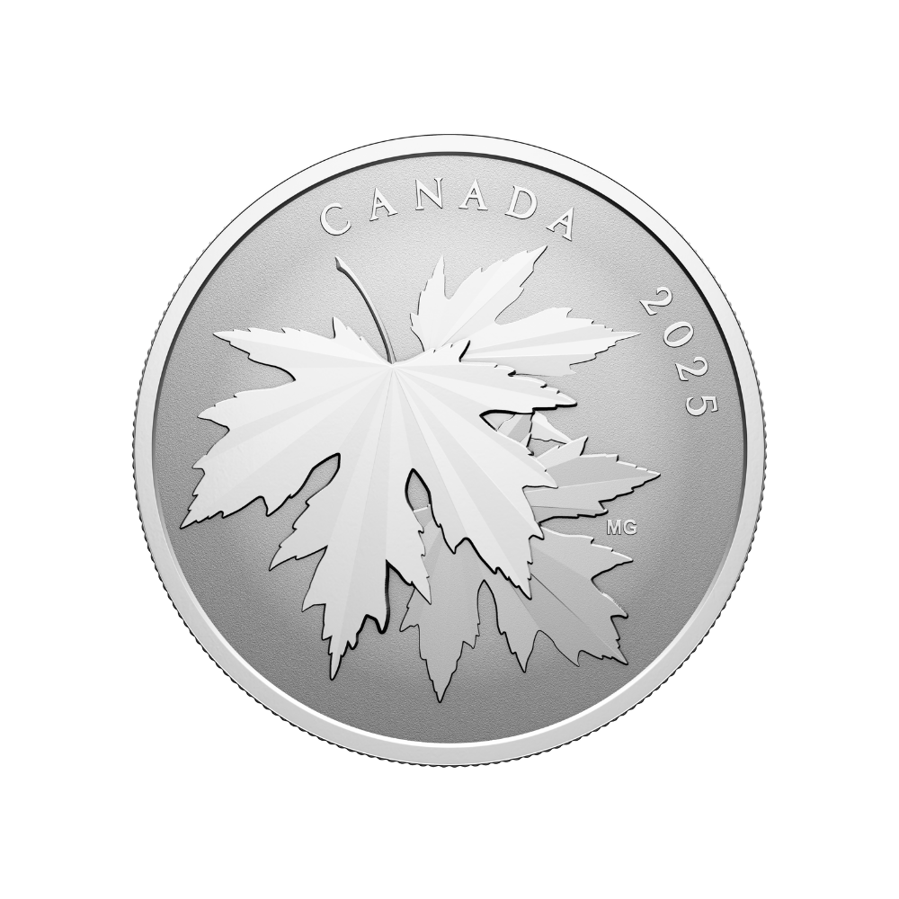 Gleaming Maple Leaves 1/2 Oz Fine Silver Coin $10 Canada 2025