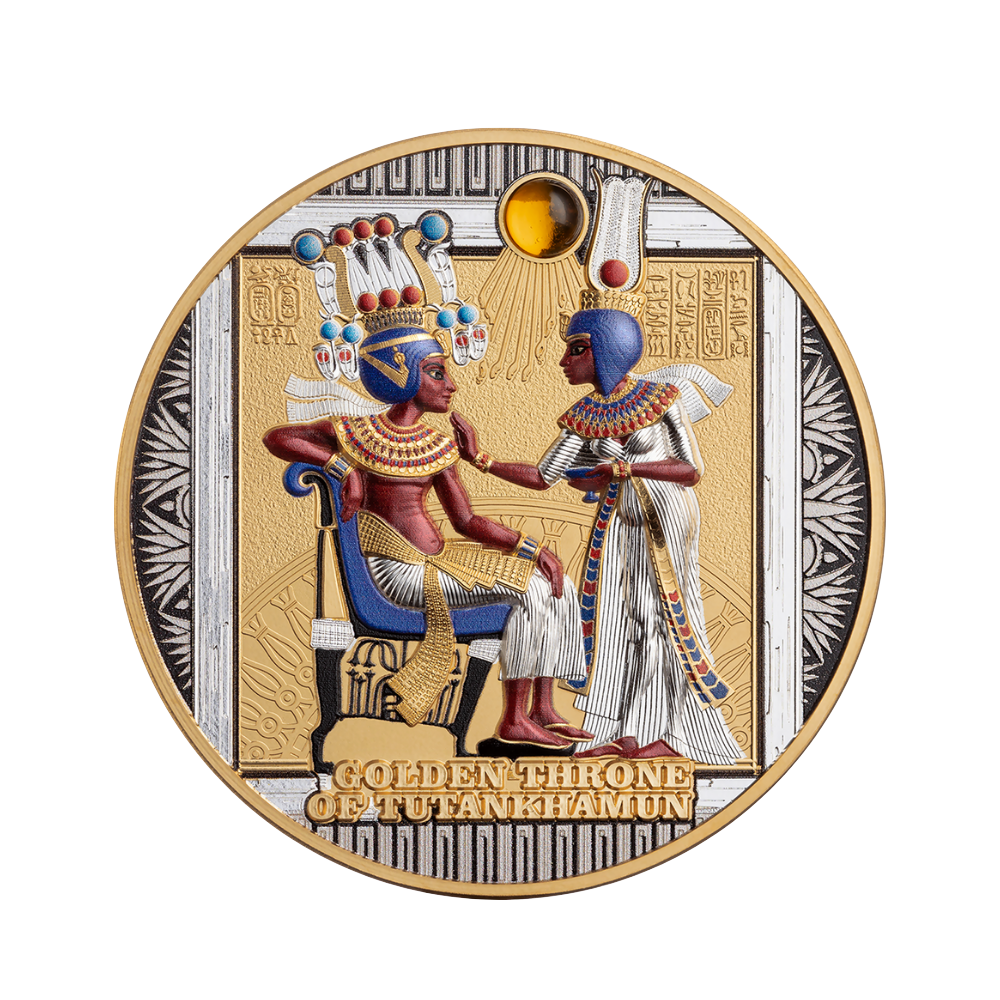 Throne of Tutankhamun Gold Grandeur 5 Oz Silver Coin MINT XXI