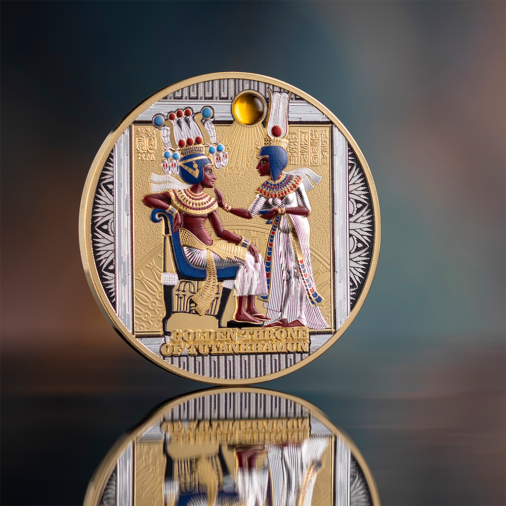 Throne of Tutankhamun Gold Grandeur 5 Oz Silver Coin MINT XXI