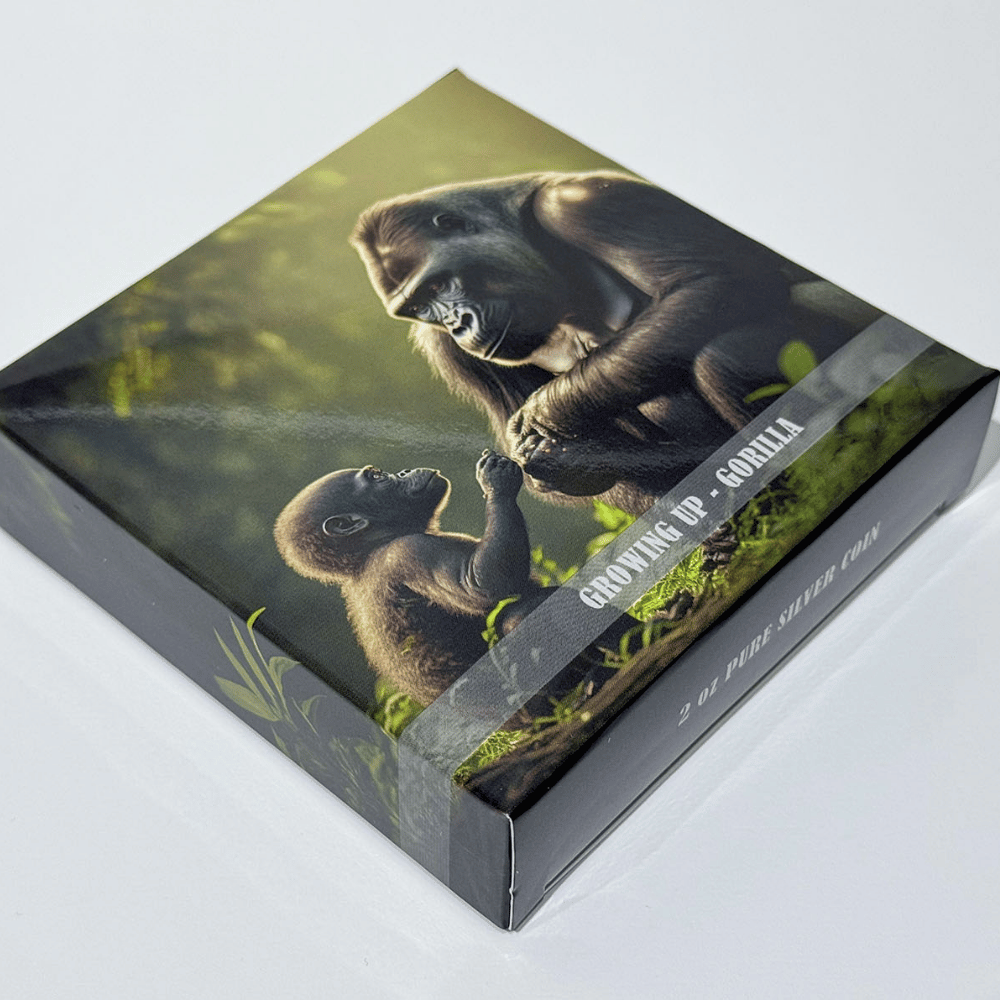 Gorilla Growing Up 2 Oz Silver Coin 2024