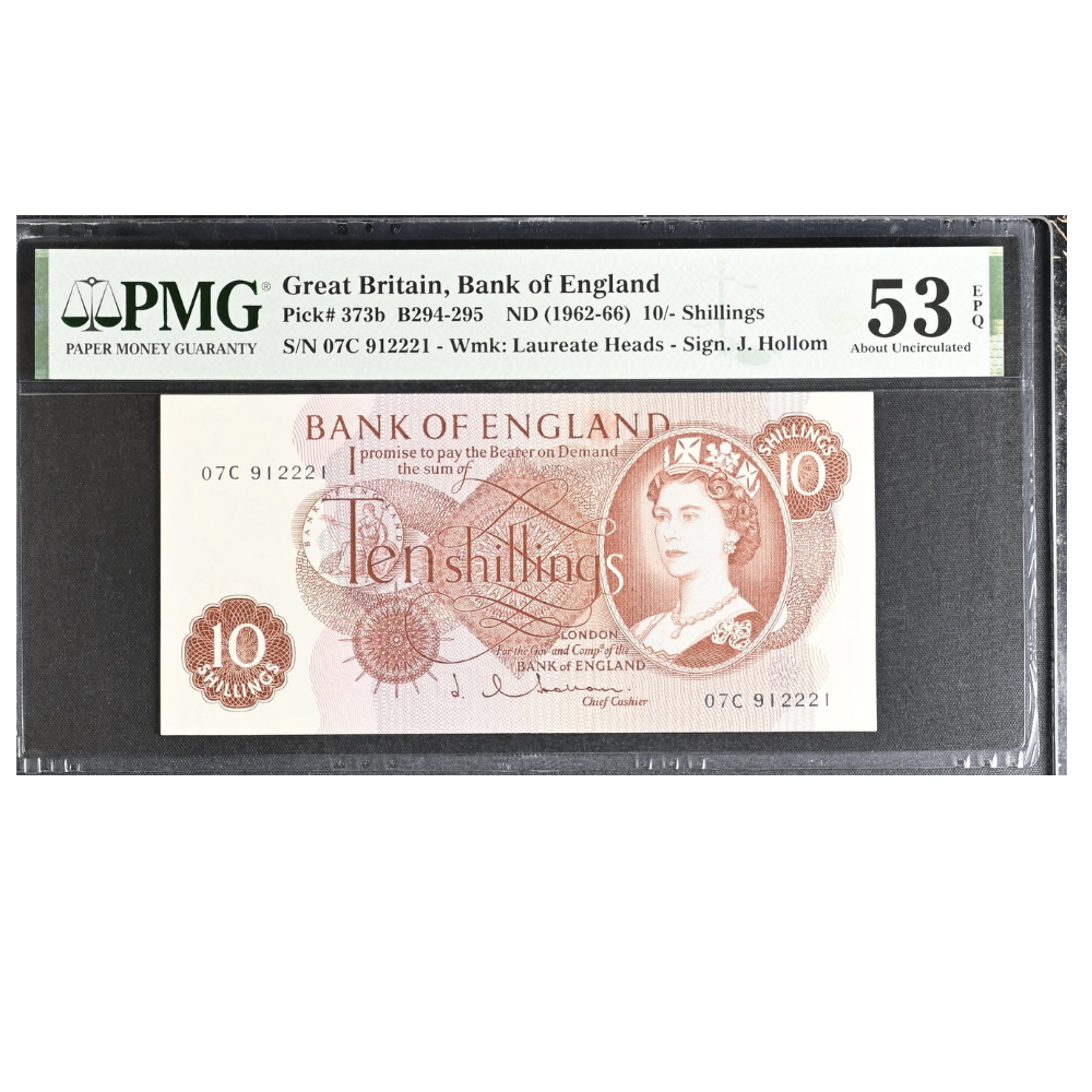 Great Britain 10 Shillings ND 1962-66 Pick 373b About UNC 53 EPQ