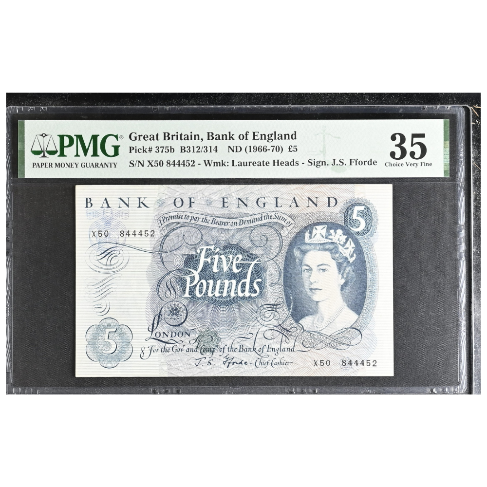 Great Britain 5 Pounds ND 1966-70 Pick 375b Choice VF 35