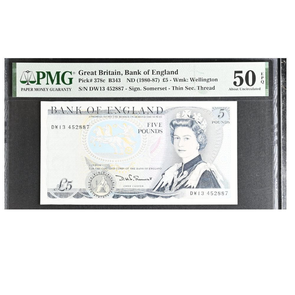 Great Britain 5 Pounds ND 1980-87 Pick 378c About UNC 50 EPQ