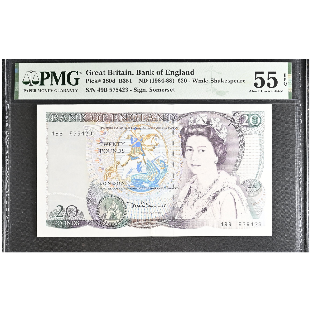 Great Britain 20 Pounds ND 1984-88 Pick 380d About UNC 55 EPQ