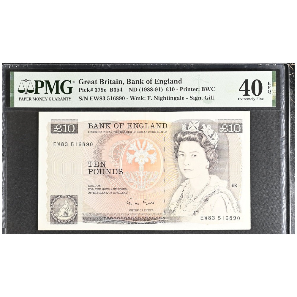 Great Britain 10 Pounds ND 1988-91 Pick 379e Extremely Fine 40 EPQ