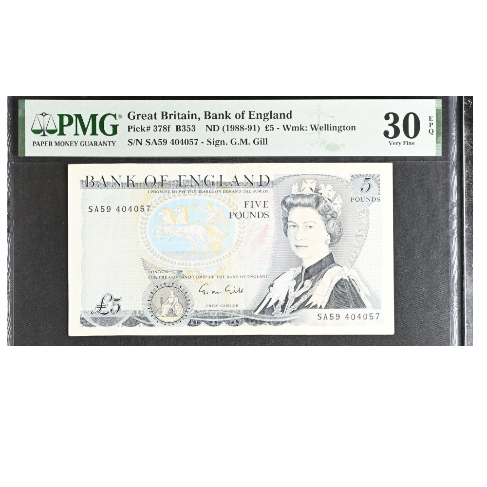 Great Britain 5 Pounds ND 1988-91 Pick 378f Very Fine 30 EPQ