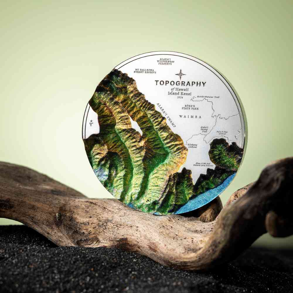 HAWAII Topography 5 Oz Silver Coin - PARTHAVA COIN