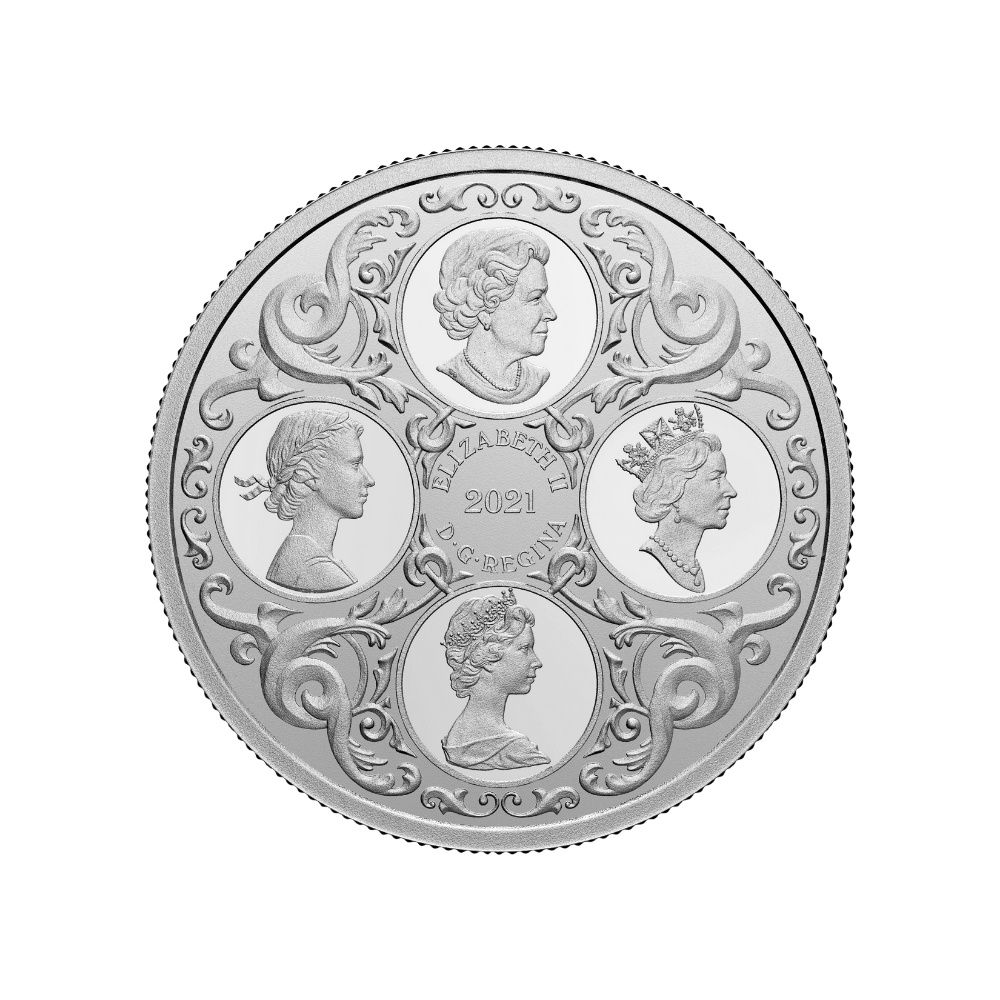 HER MAJESTY QUEEN ELIZABETH II LOVER KNOT TIARA 1 Oz Silver Coin $20 Canada 2021