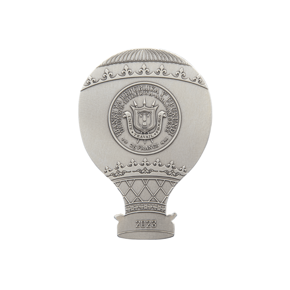 HOT AIR BALLOON 2 Oz Silver Coin 25 Francs Burundi 2023