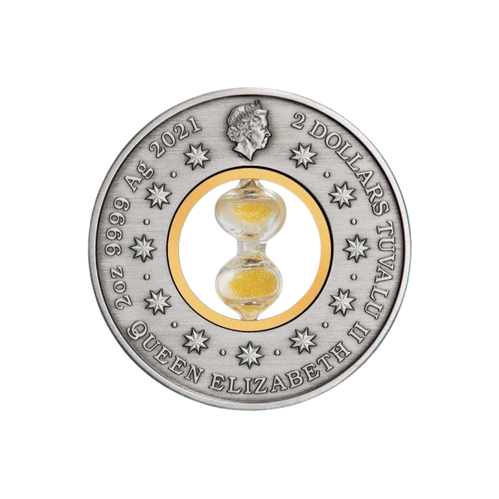 HOURGLASS 2 Oz Silver Coin $2 Tuvalu 2021