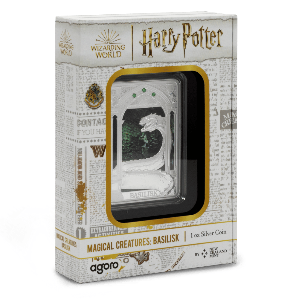 Harry Potter™ Magical Creatures Basilisk Silver Coin packaging Agoro