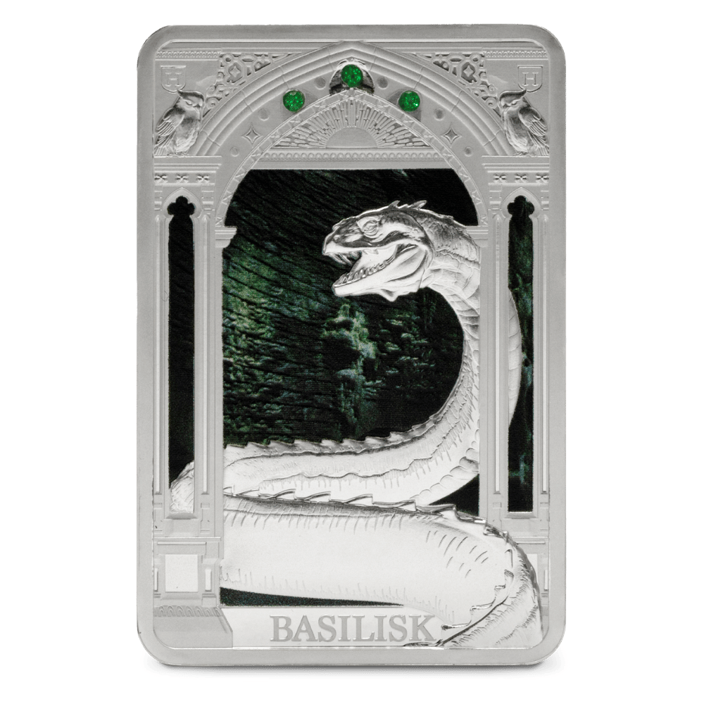 Harry Potter™ Magical Creatures Basilisk Silver Coin reverse1 Agoro