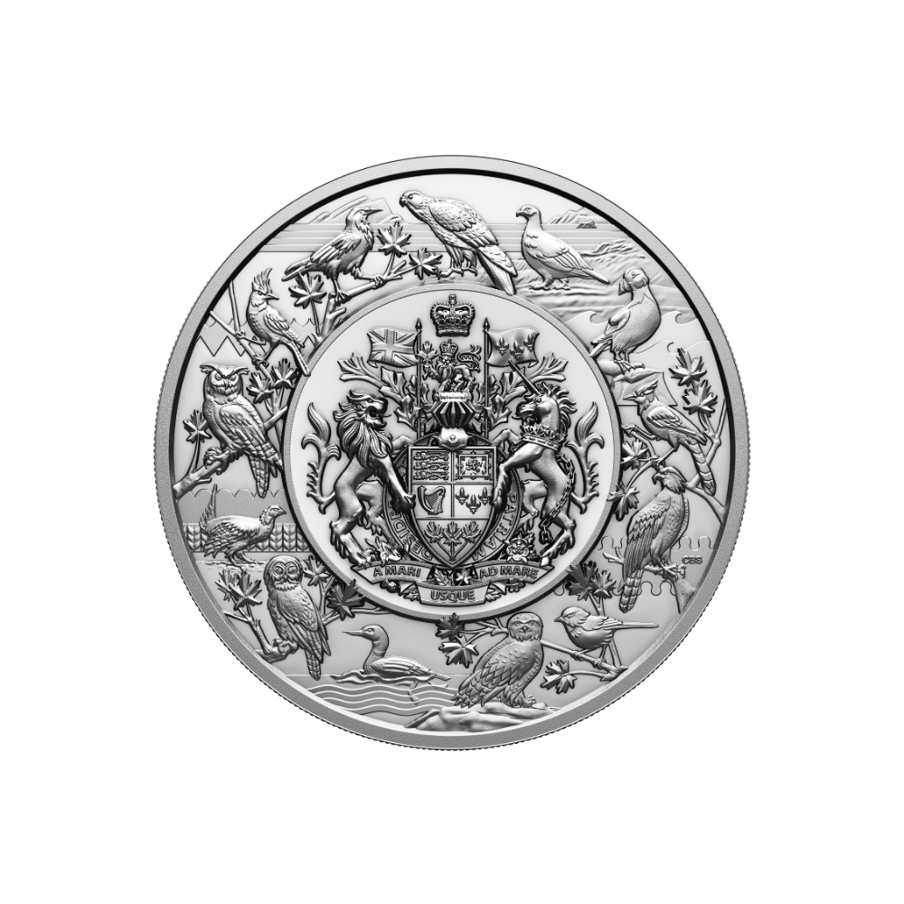 Heraldic Landscape Birds of Canada 5 Kilo Silver Coin $500 Canada 2024