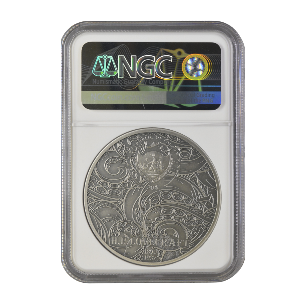 Howard Phillips Lovecraft-AZATHOTH 3 Oz Silver Coin $20 Palau 2023- NGC graded MS 70 Antiqued