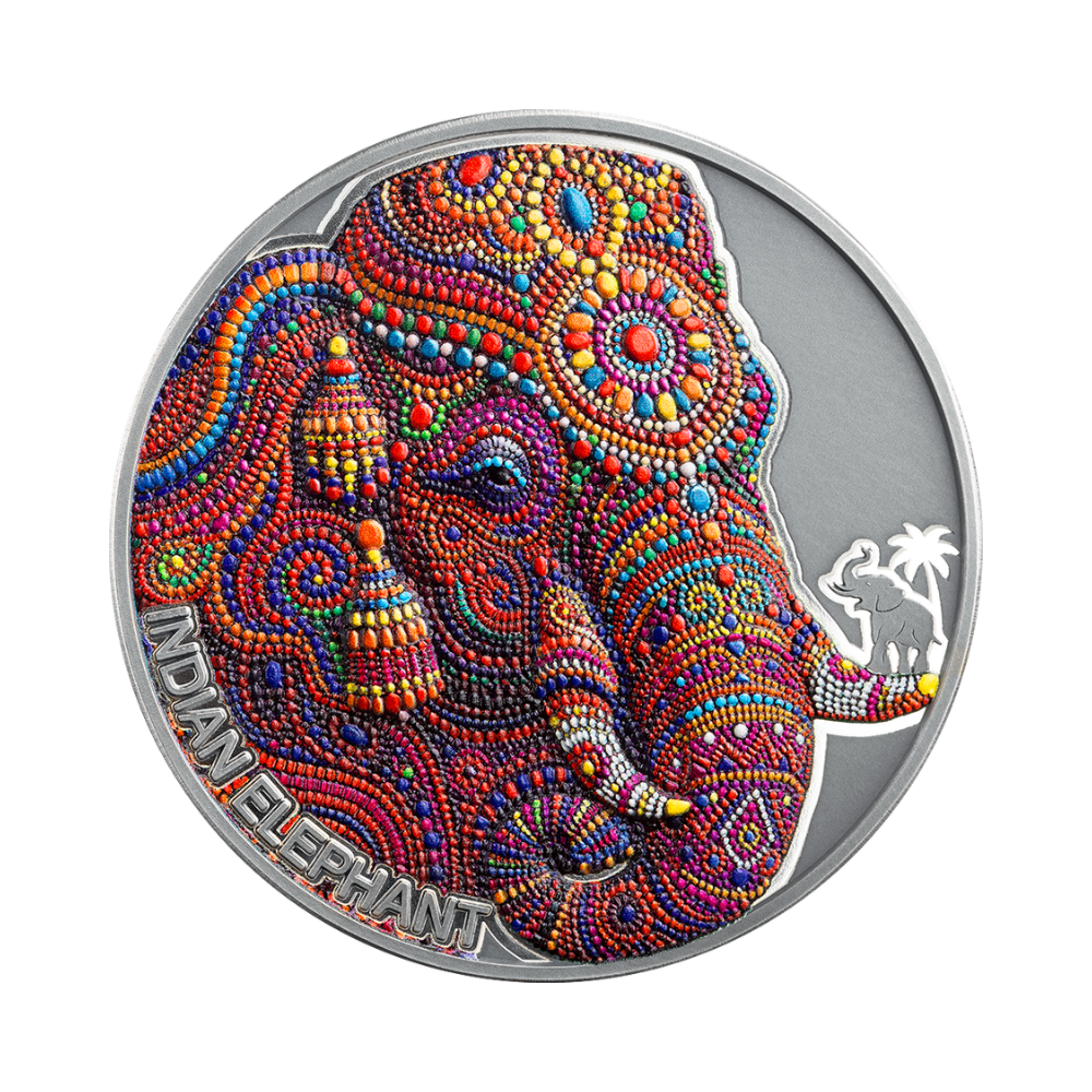 Indian Elephant Patterns of The World 2 Oz Silver Coin 2026 MINT XXI