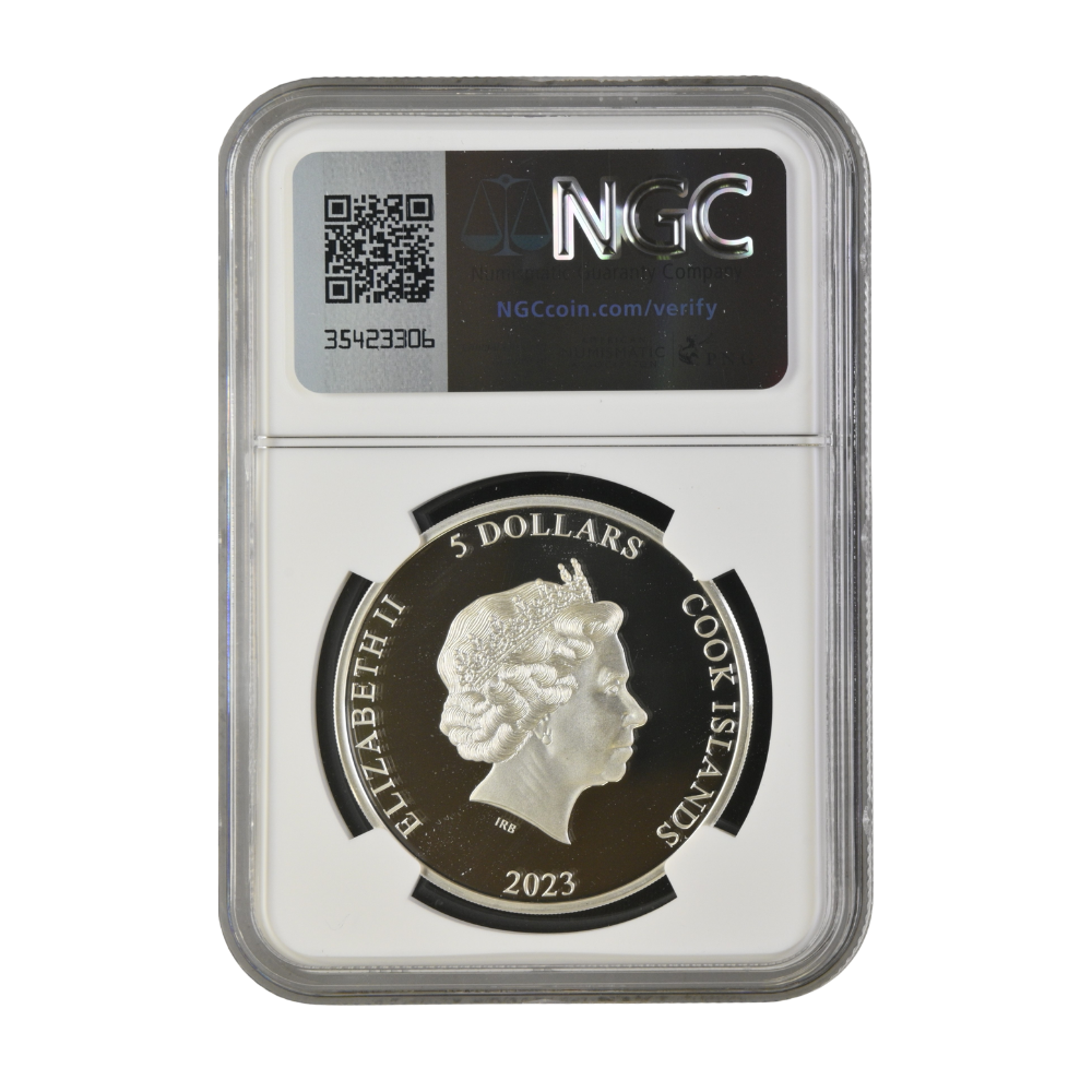 Iron Maiden-EDDIE THE TROOPER 1 Oz Silver Coin $5 Cook Islands 2023- NGC Graded PF 69 Ultra Cameo