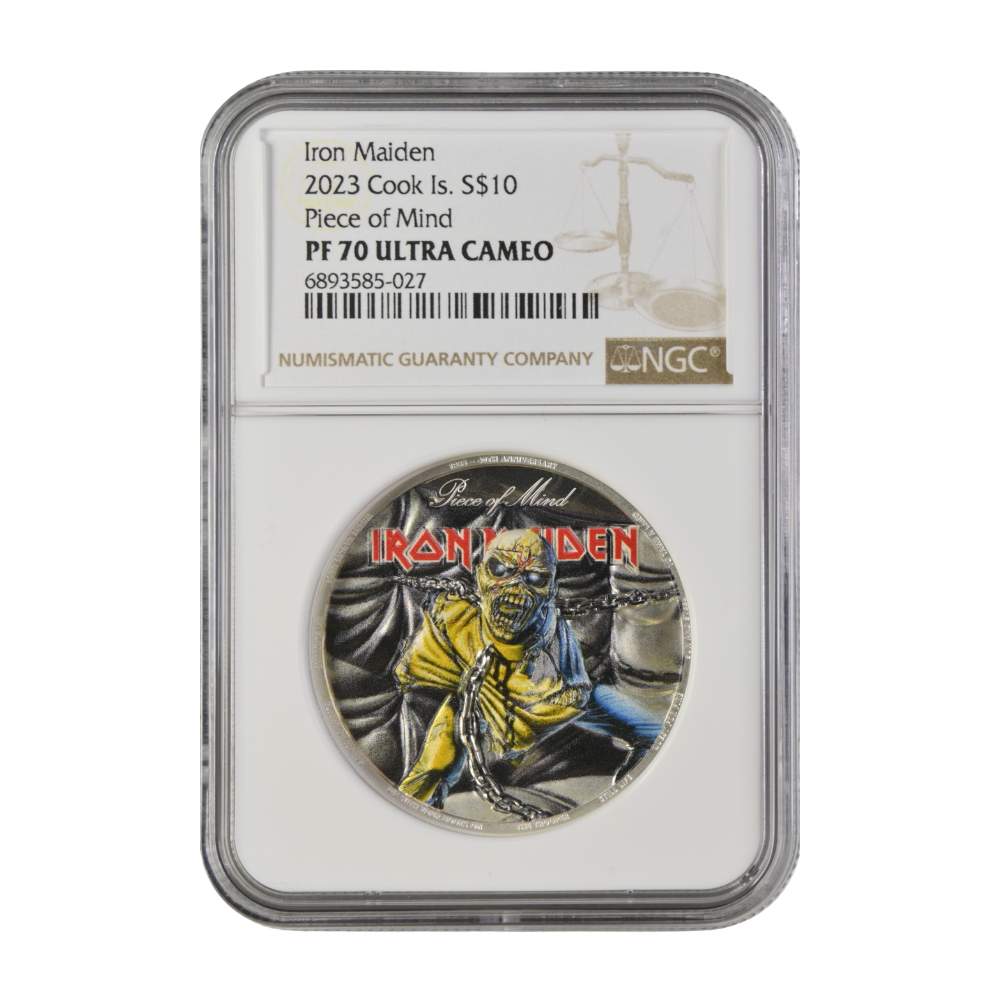 Iron Maiden-PIECE OF MIND 2 Oz Silver Coin $10 Cook Islands 2023