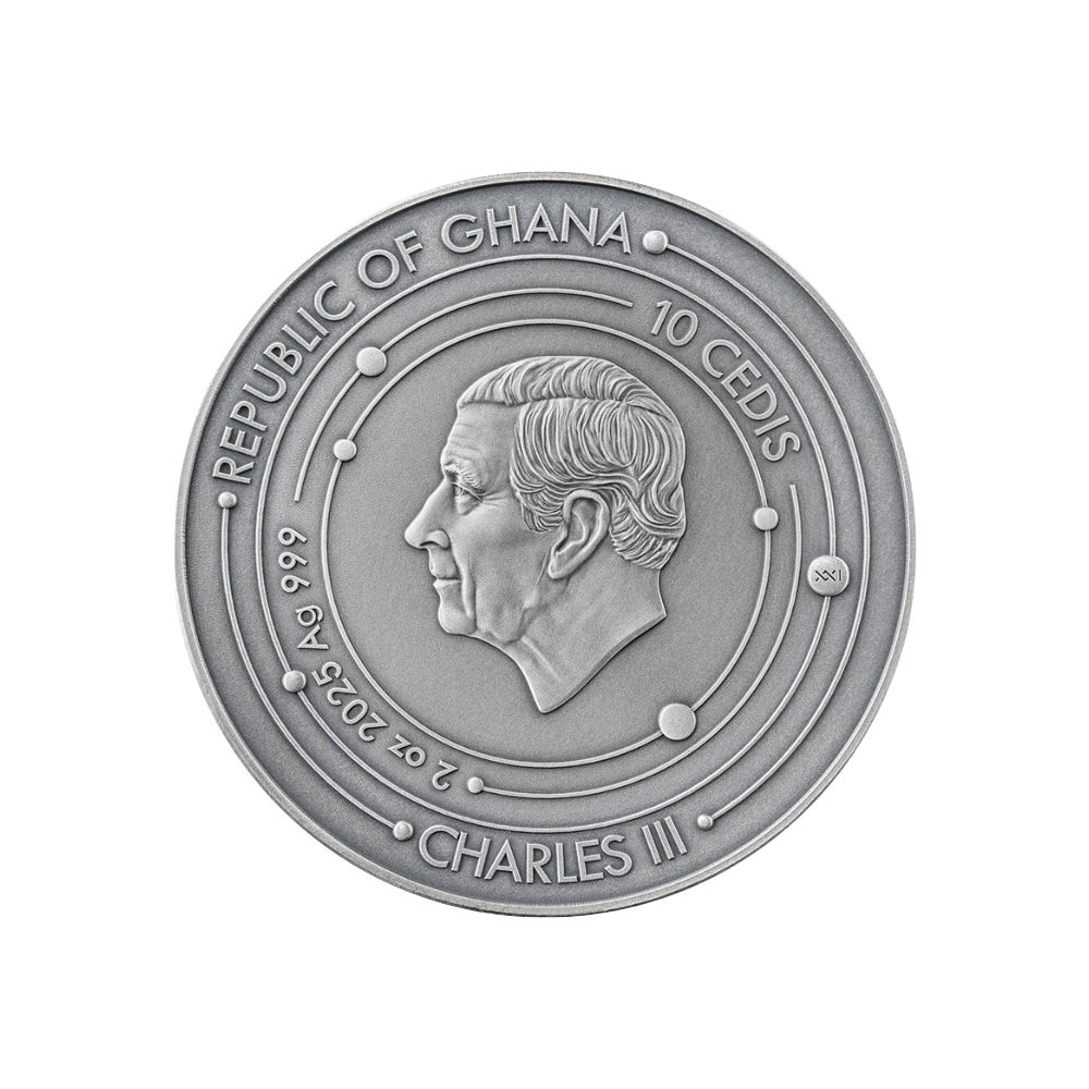 JUPITER Solar System 2 Oz Silver Coin 10 Cedis Ghana 2025