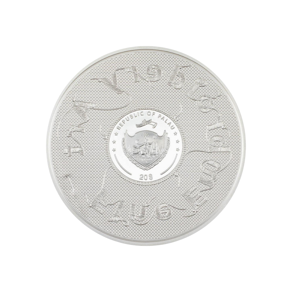 KISS Gustav Klimt Fine Embroidery Art 3 Oz Silver Coin $20 Palau 2023