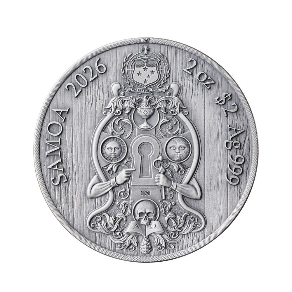 Knights Templar Secret Societies 2 Oz Silver Coin MINT XXI