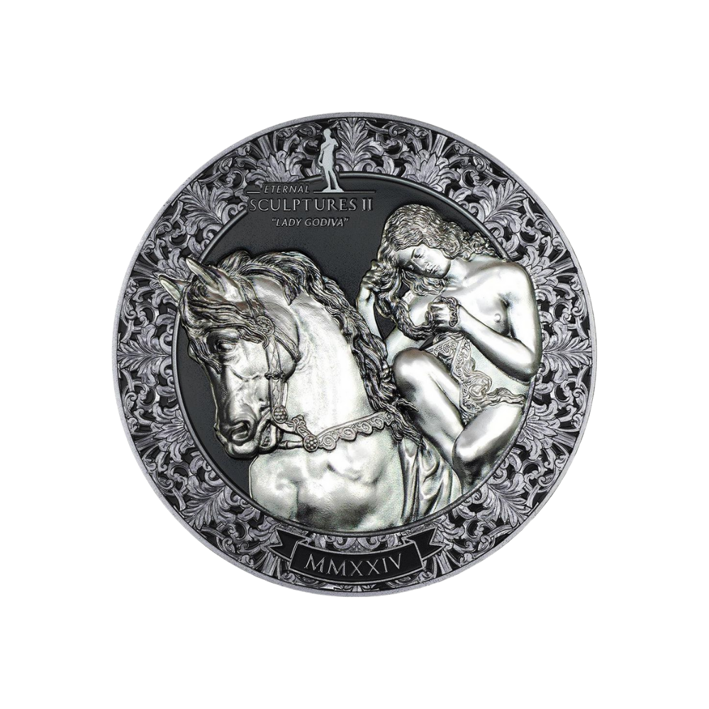 LADY GODIVA Eternal Sculptures II 3 Oz Silver Coin $20 Palau 2024 LADY GODIVA Eternal Sculptures II 3 Oz Silver Coin $20 Palau 2024
