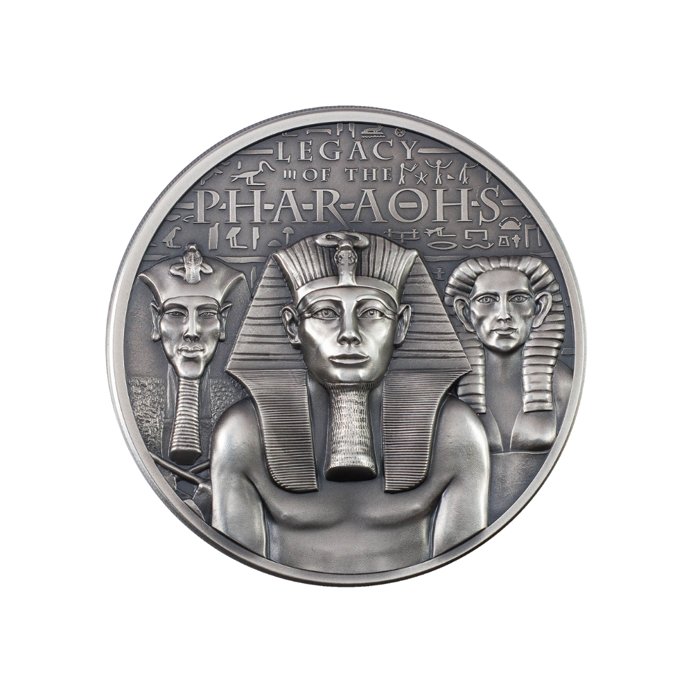 LEGACY OF THE PHARAOHS Antique 3 Oz Silver Coin $20 Cook Islands