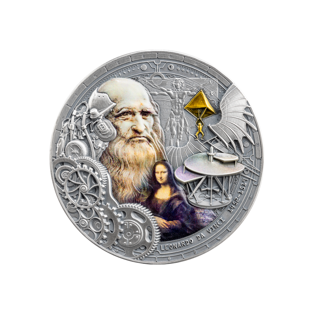 LEONARDO DA VINCI Futurists of the Past 2 Oz Silver Coin 2000