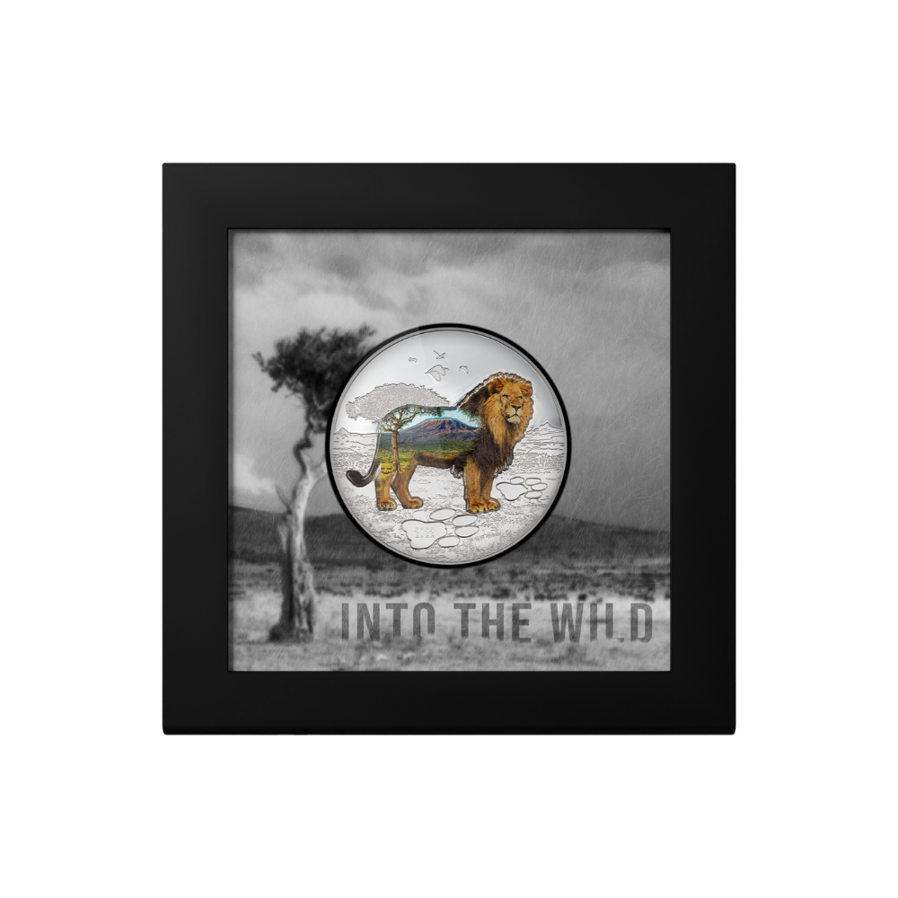 LION Into The Wild 2 Oz Silver Coin 1000 Togrog Mongolia 2022