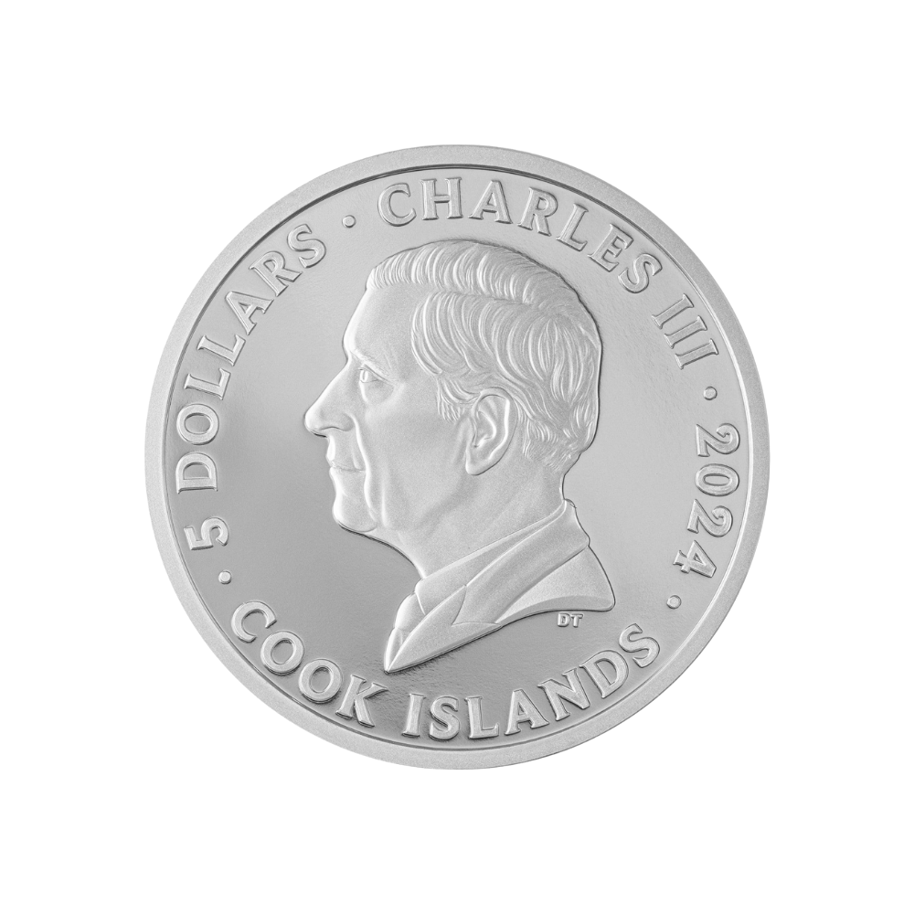 LION MONUMENT Lion of Lucerne 1 Oz Silver Coin $5 Cook Islands 2024