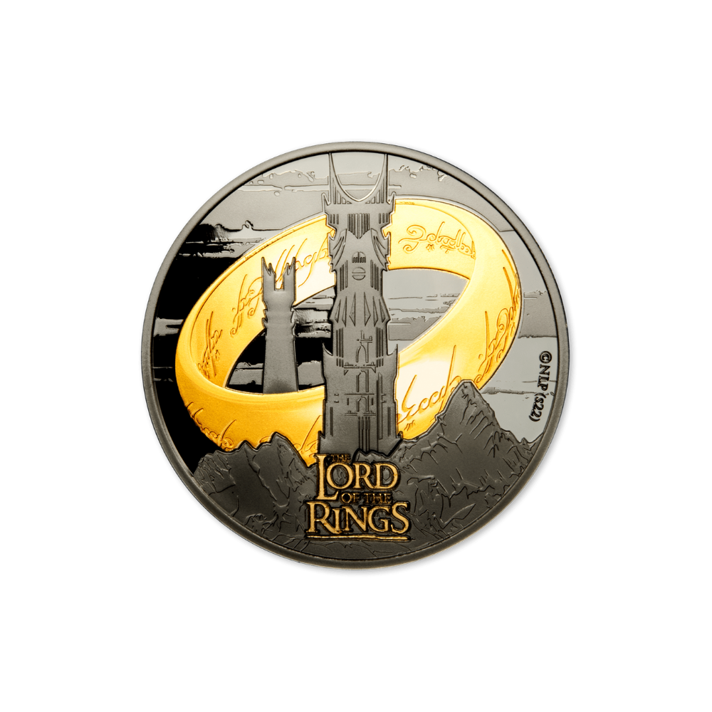 LORD OF THE RINGS 24k Gold Plating 1 Oz Silver Coin $5 Samoa 2022