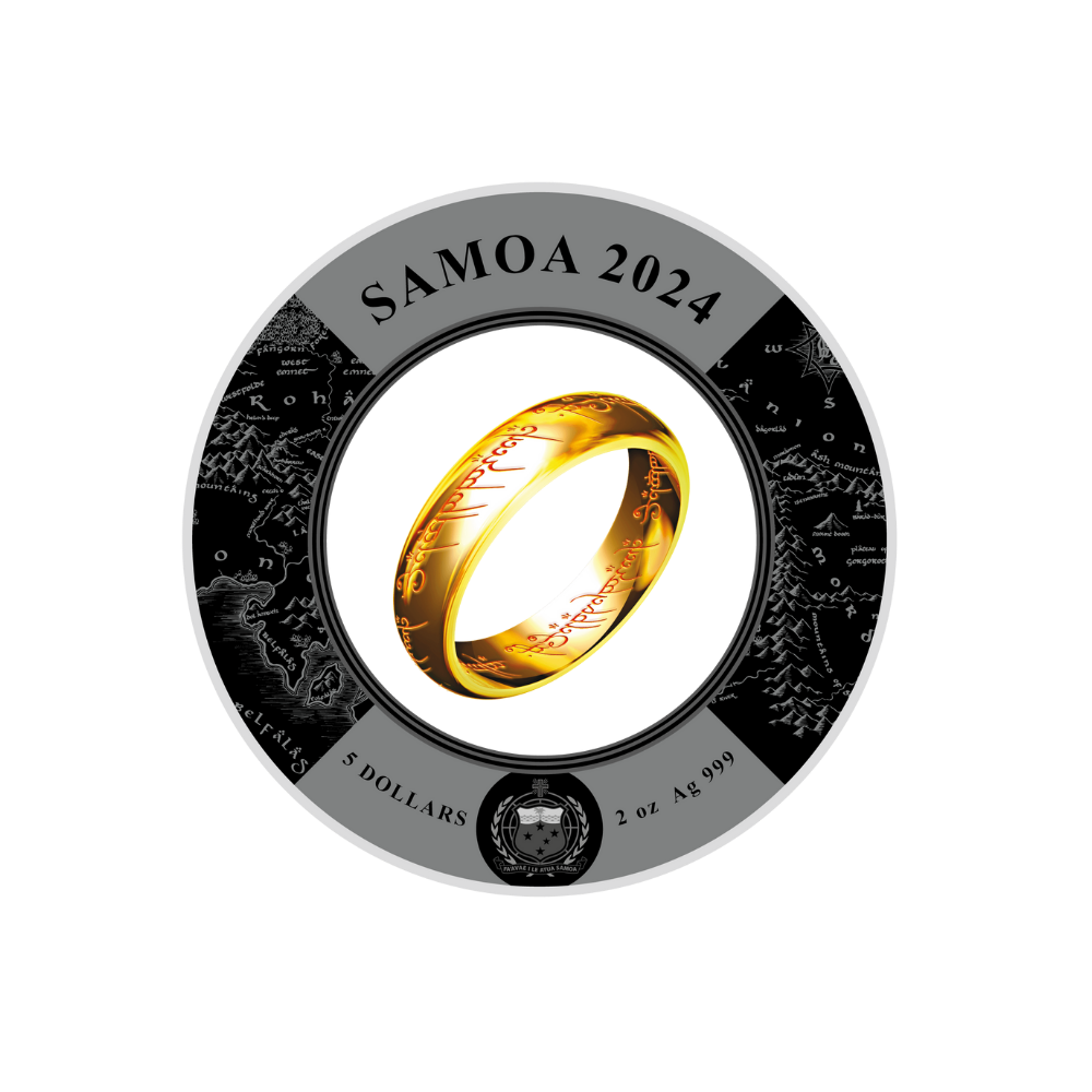 LORD OF THE RINGS 2 Oz Silver Coin $5 Samoa 2024