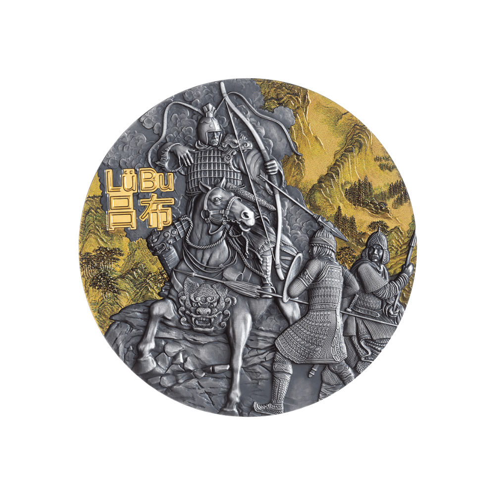 LU BU Warriors of Ancient China Gold Plating 3 Oz Silver Coin $5 Niue 2019