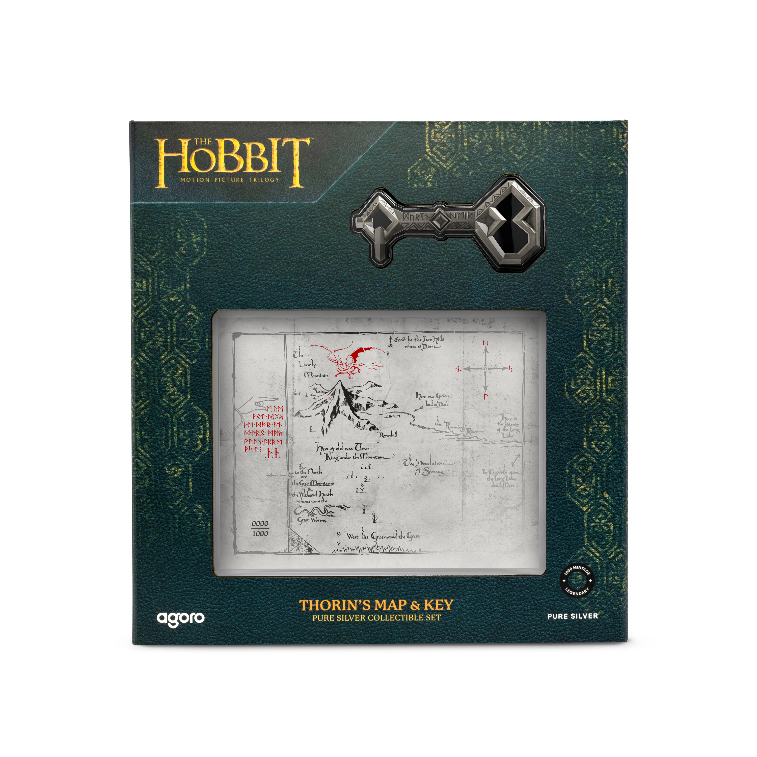 THE HOBBIT Thorin's Map and Key Silver Collectible Set AGORO