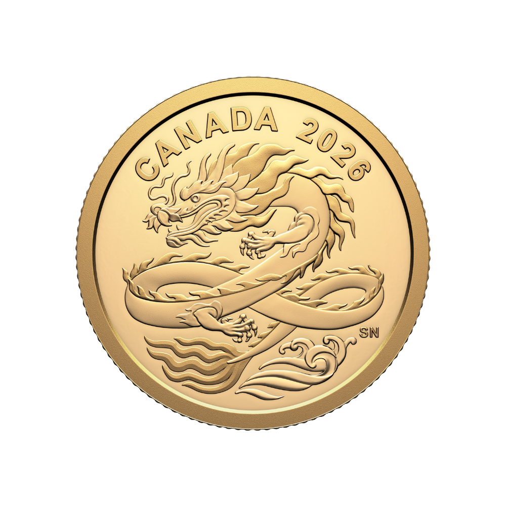 Lucky Dragon 1/20 Oz Pure Gold Coin Canada 2026 ROYAL CANADIAN MINT