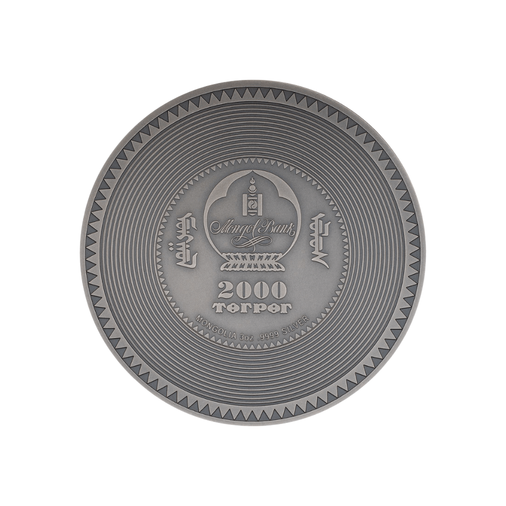 MANJUSHRI MANDALA Archeology Symbolism Antique 3 Oz Silver Coin 2000 Togrog Mongolia 2024