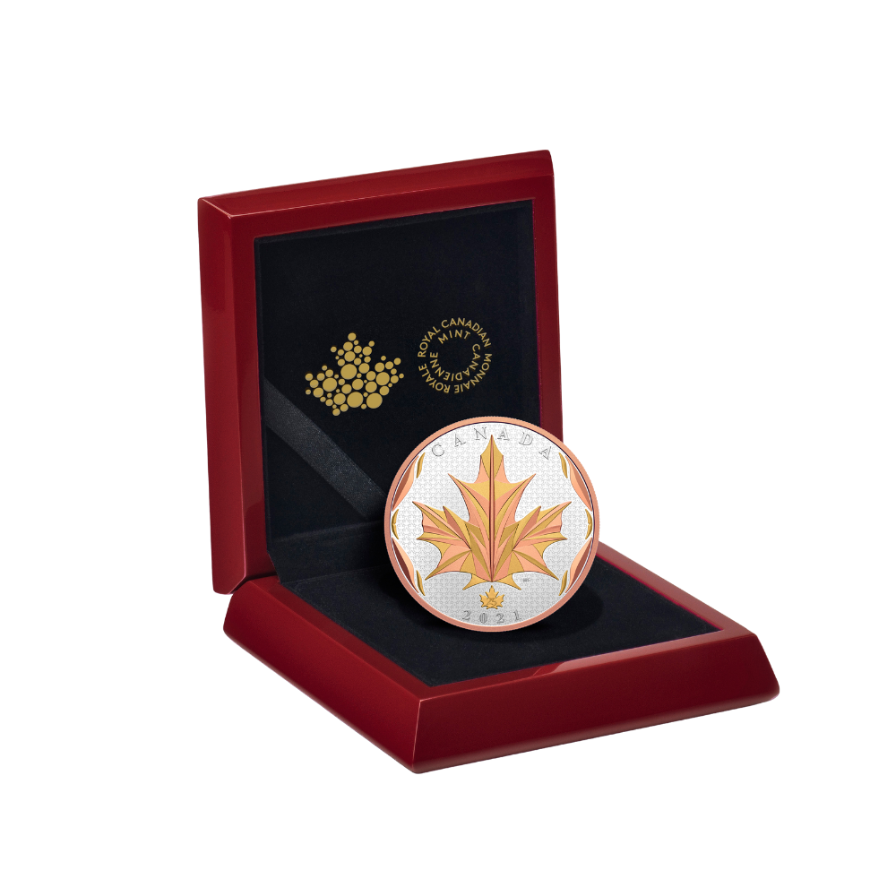 MAPLE LEAVES IN MOTION 5 Oz Silver Coin $50 Canada 2021