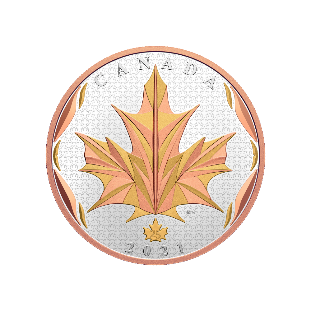 MAPLE LEAVES IN MOTION 5 Oz Silver Coin $50 Canada 2021