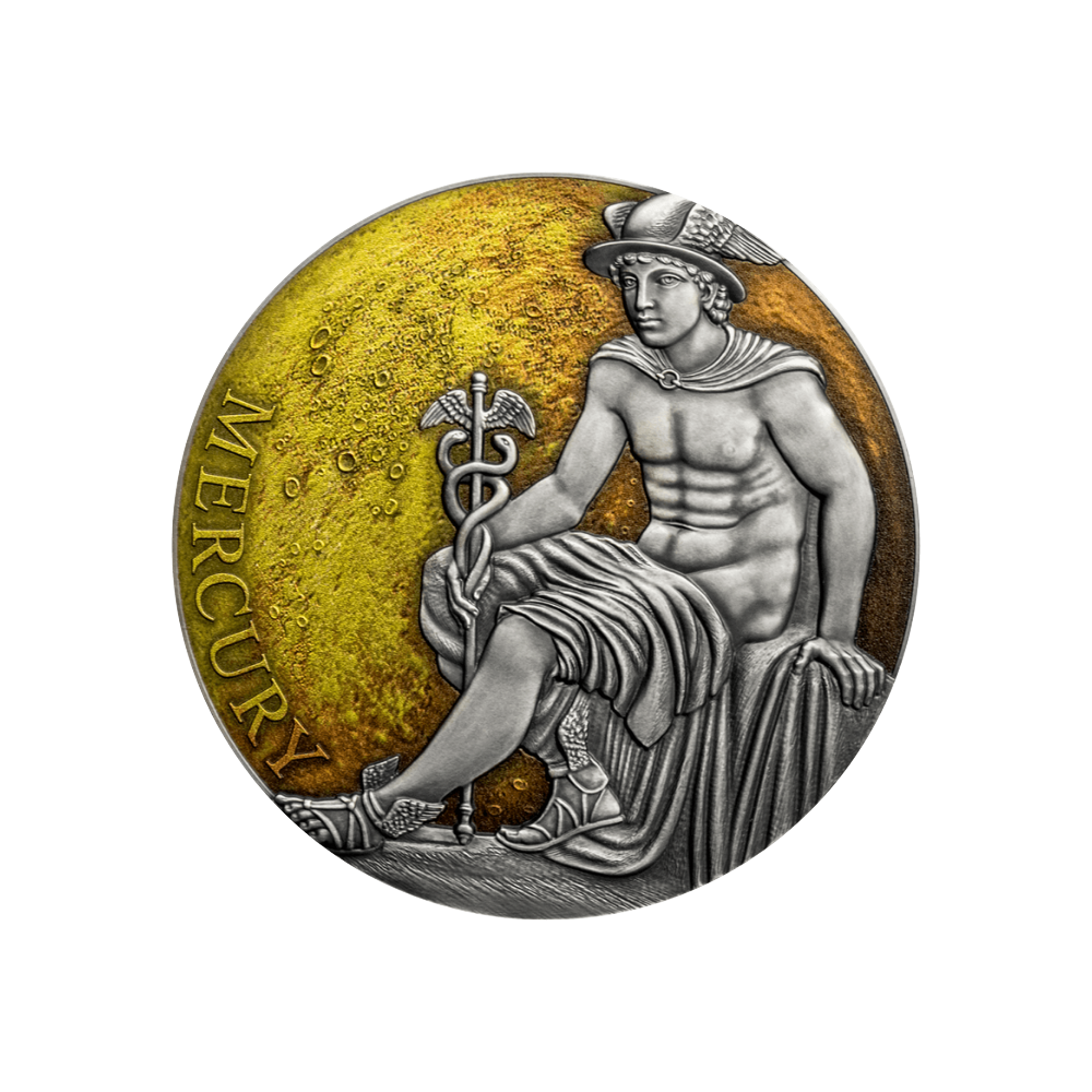 MERCURY Planets and Gods 3 Oz Silver Coin 3000 Francs Cameroon 2019