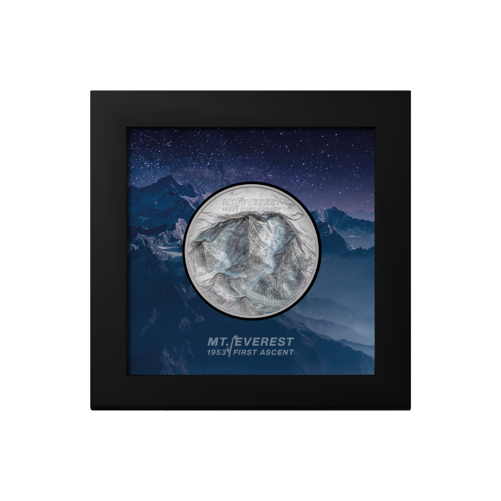 MOUNT EVEREST First Ascent 2 Oz Silver Coin $10 Cook Islands 2023