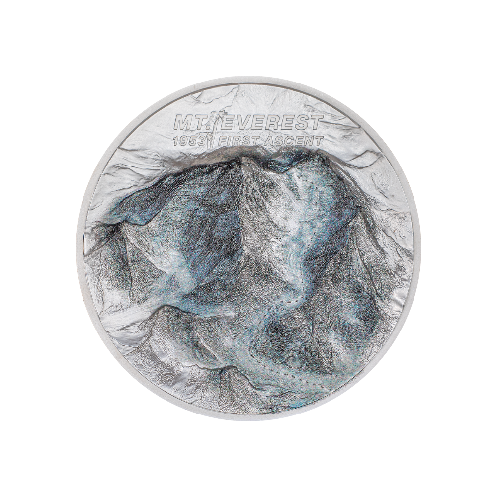MOUNT EVEREST First Ascent 2 Oz Silver Coin $10 Cook Islands 2023