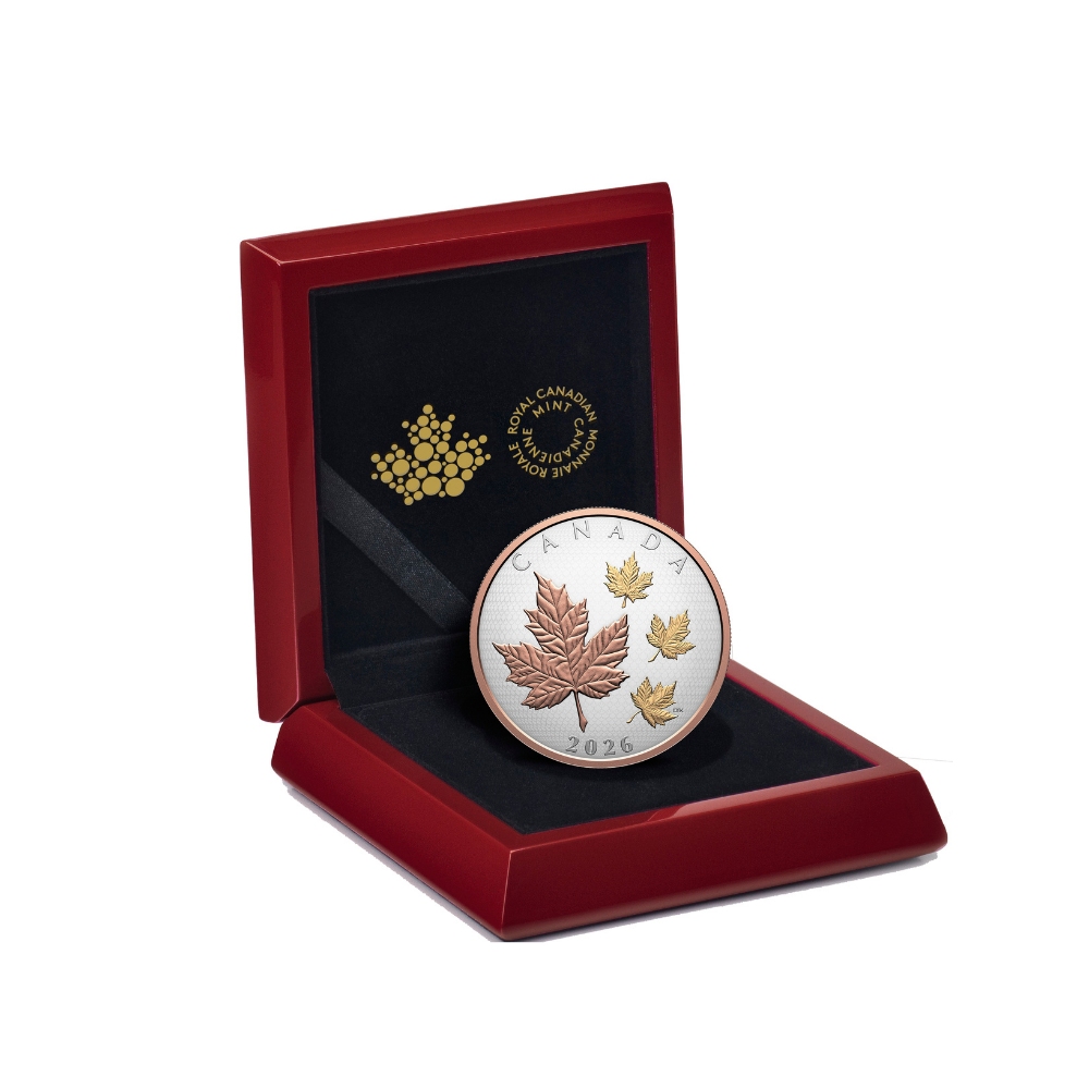 Maple Leaves in Motion 5 Oz Fine Silver Coin 2026 Box - Parthava Coin