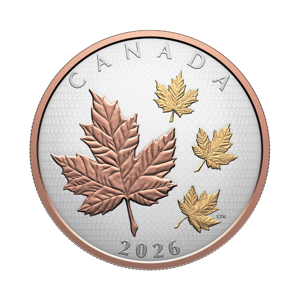 Maple Leaves in Motion 5 Oz Fine Silver Coin 2026 - Royal Canadian