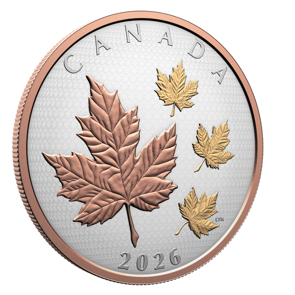 Maple Leaves in Motion 5 Oz Fine Silver Coin 2026 Royal Canadian Mint