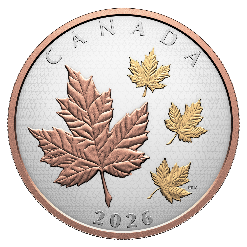 Maple Leaves in Motion 5 Oz Fine Silver Coin 2026 Royal Canadian Mint
