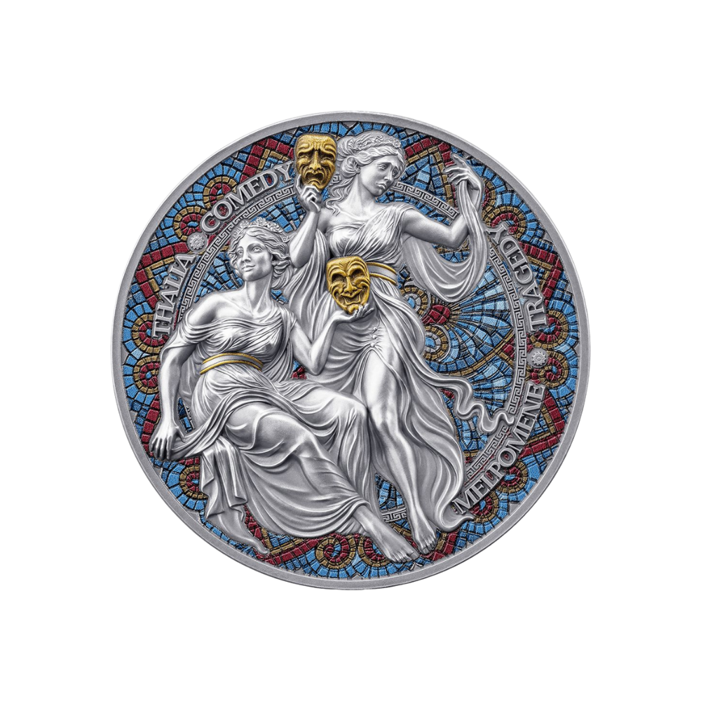 Melpomene & Thalia The Nine Muses 2 Oz Silver Coin 2025