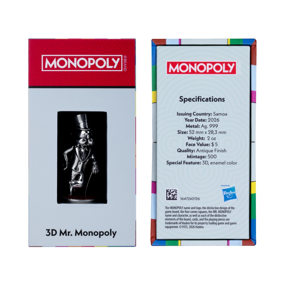 Mr. Monopoly 3D 2 Oz Silver Coin 2026 MDM
