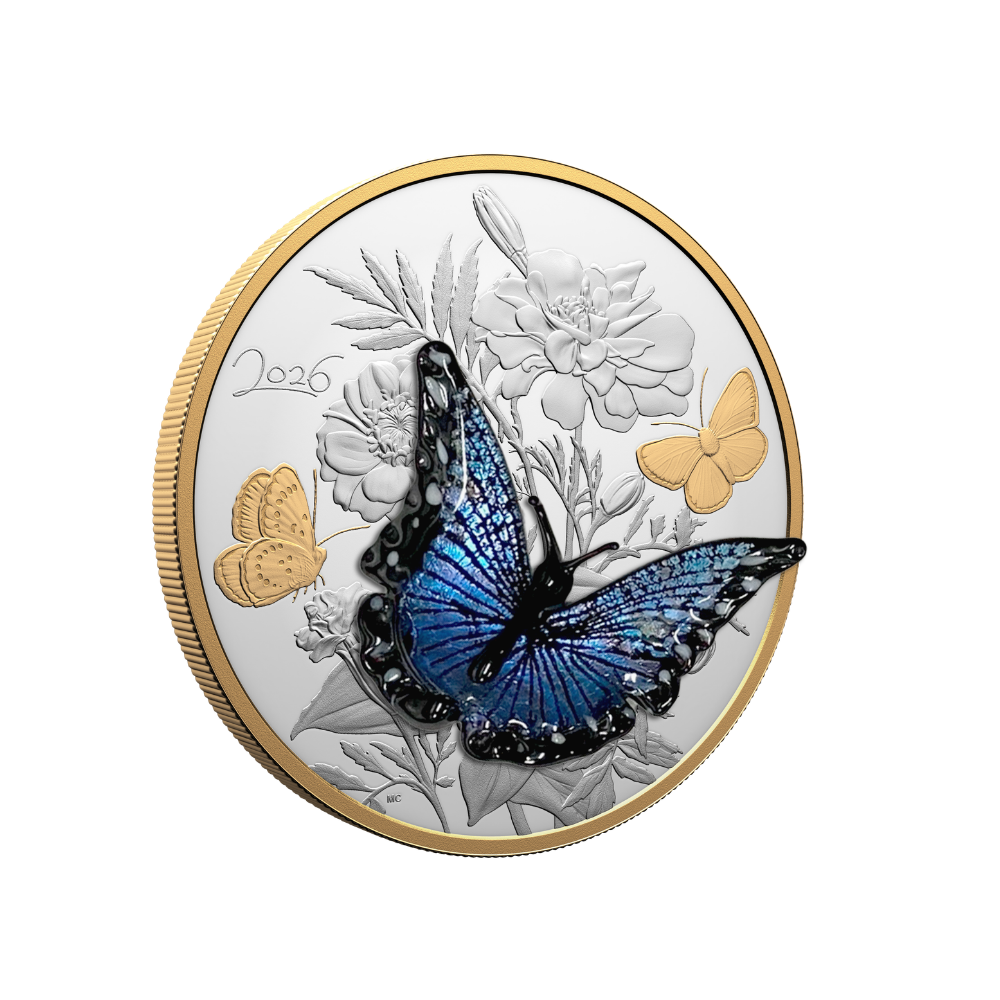 Murano Silvery Blue Butterfly Half Kilo Fine Silver Coin Canada 2026 Royal Canadian Mint