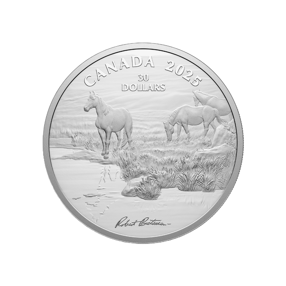 Mustang Country by Robert Bateman 2 Oz Fine Silver Coin Canada 2025