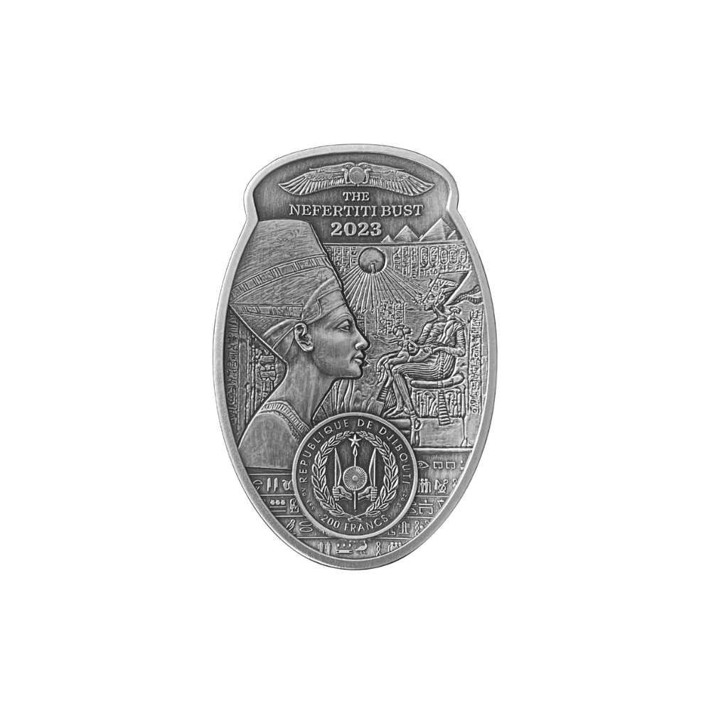 NEFERTITI BUST 3 Oz Silver Coin 200 Francs Djibouti 2023
