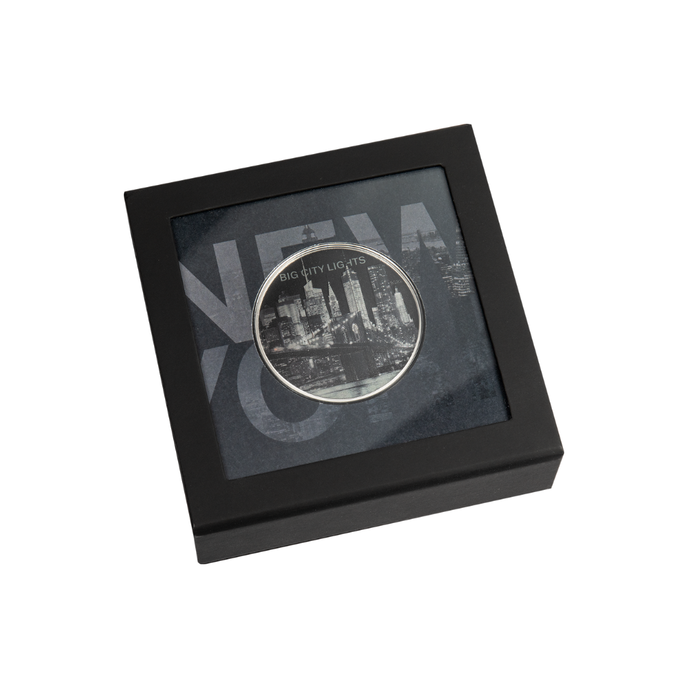 NEW YORK Big City Lights 1 Oz Silver Coin $5 Cook Islands 2022